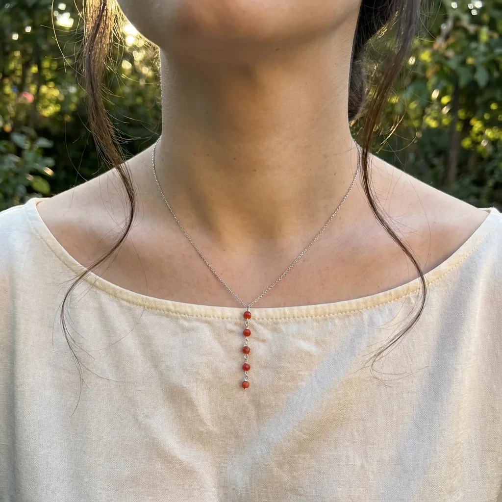 Collier Agate port� - bijou protection corail AMAYAS
