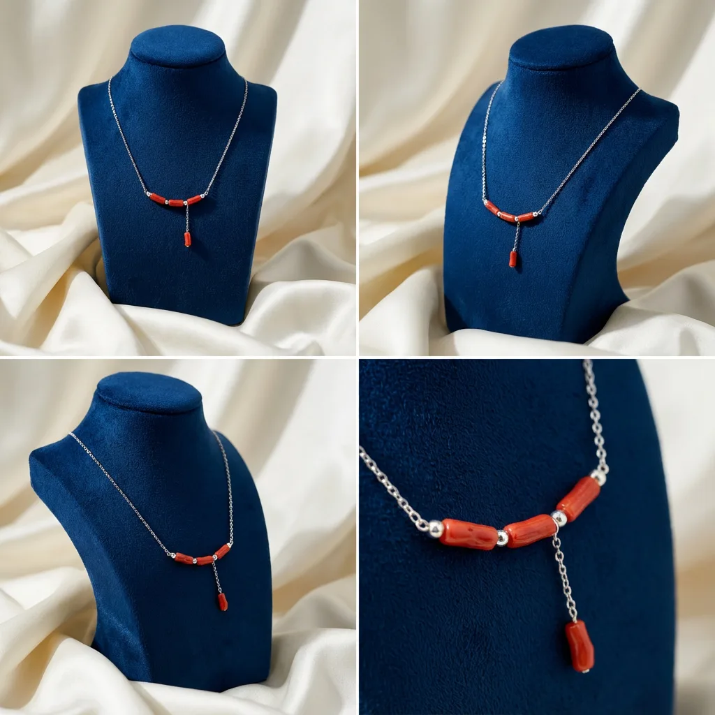 Collier Carmina port� - bijou corail naturel AMAYAS