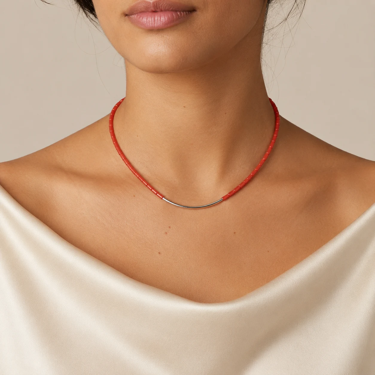 Collier Scarlet — corail naturel du Maroc — مجوهرات مغربية أصيلة — bijou artisanal