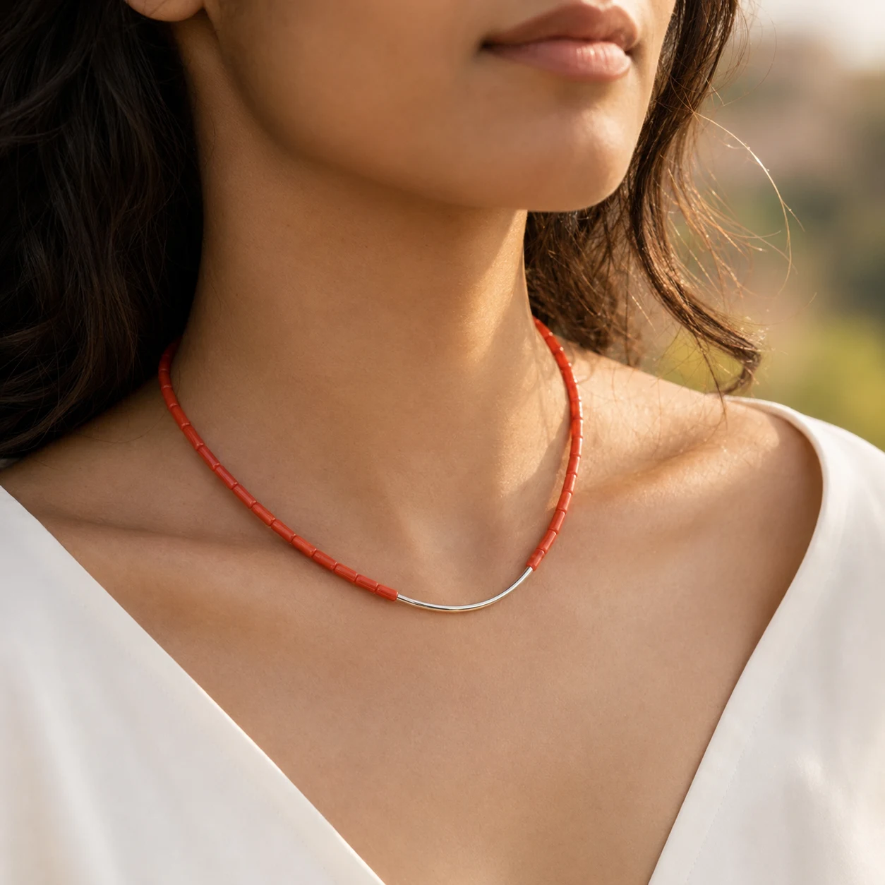 Scarlet — collier corail rouge artisanal AMAYAS Maroc — عقد مرجان أحمر