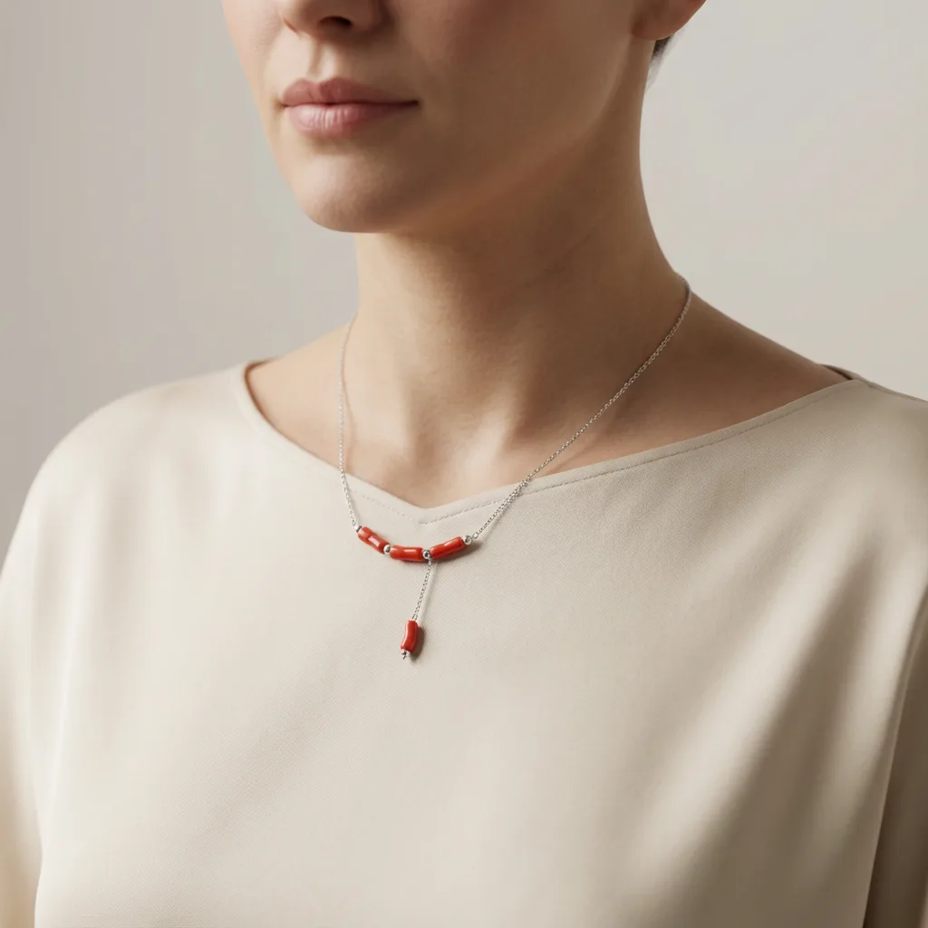 Collier Carmina - studio ambiance - AMAYAS corail naturel