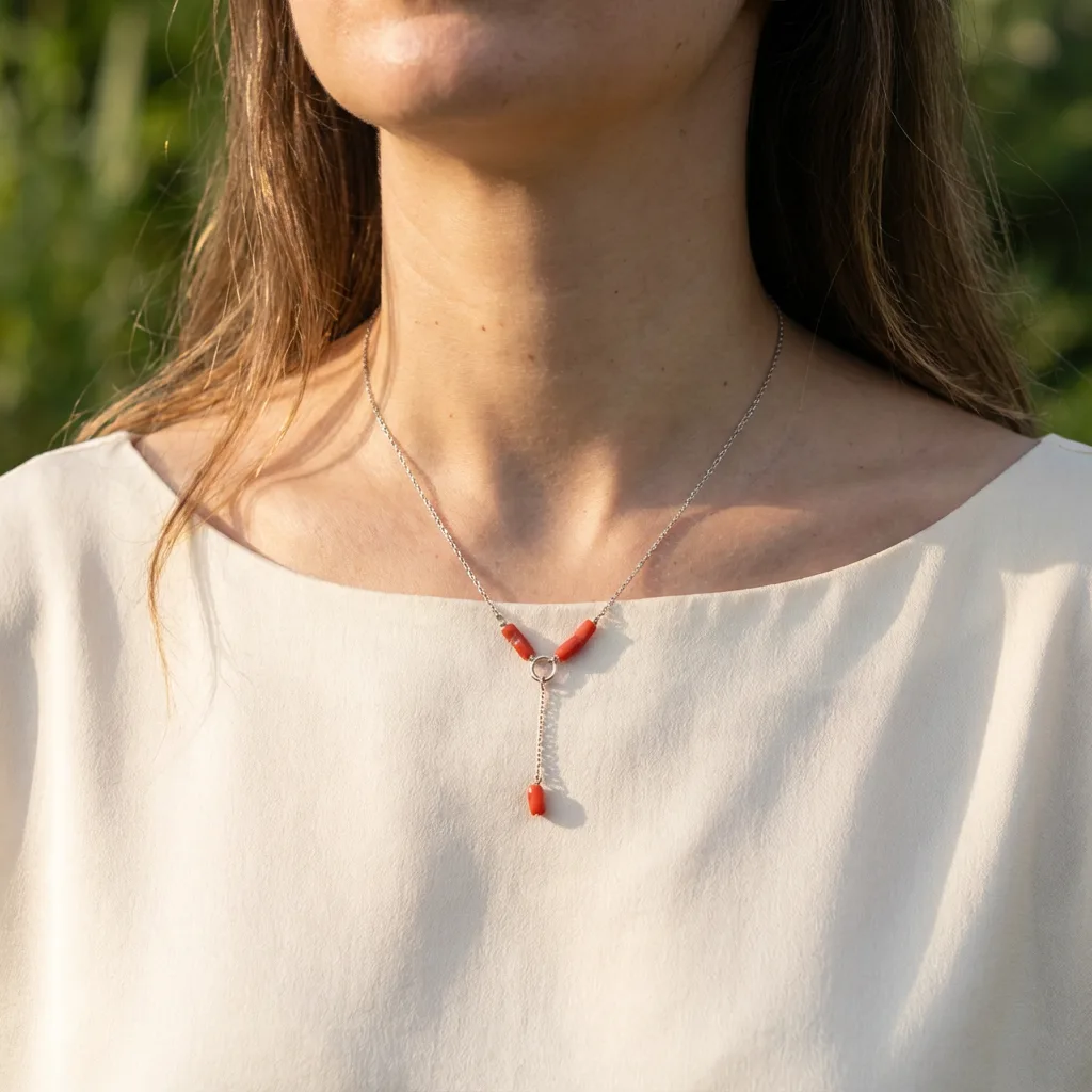 Collier Garnet - studio corail brut artisanal AMAYAS
