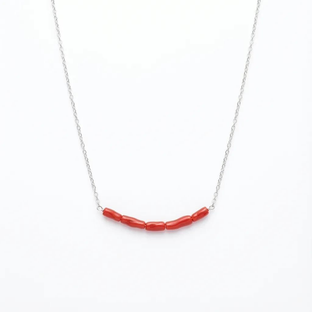 Collier Rubelite — corail naturel argent 925