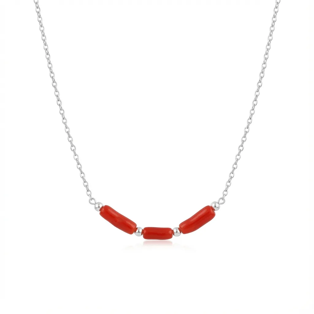 Collier Tamrit — corail naturel argent 925