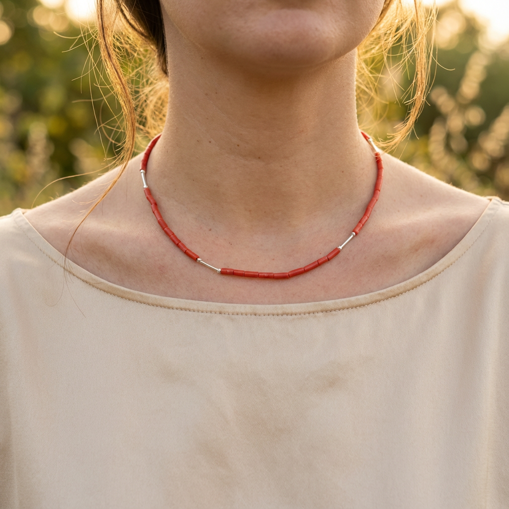 Collier Marea - femme ext�rieur, collection prestige corail AMAYAS