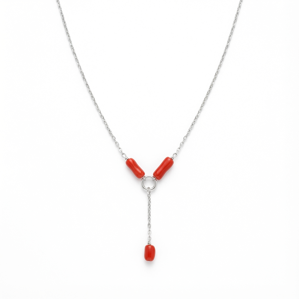Collier Garnet — corail naturel argent 925