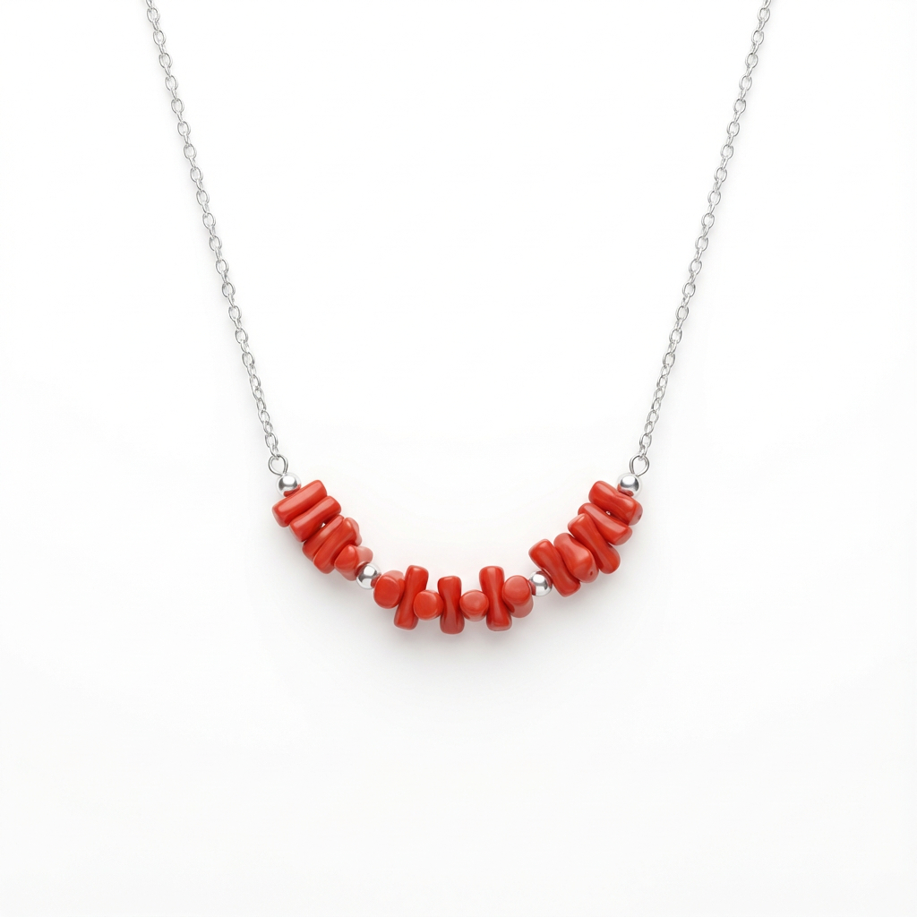 Collier Cinnabar — corail naturel argent 925