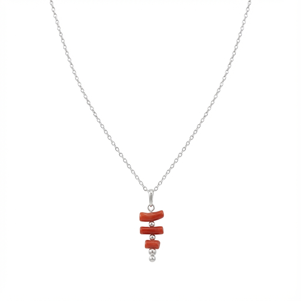 Collier Vermilion — corail naturel argent 925