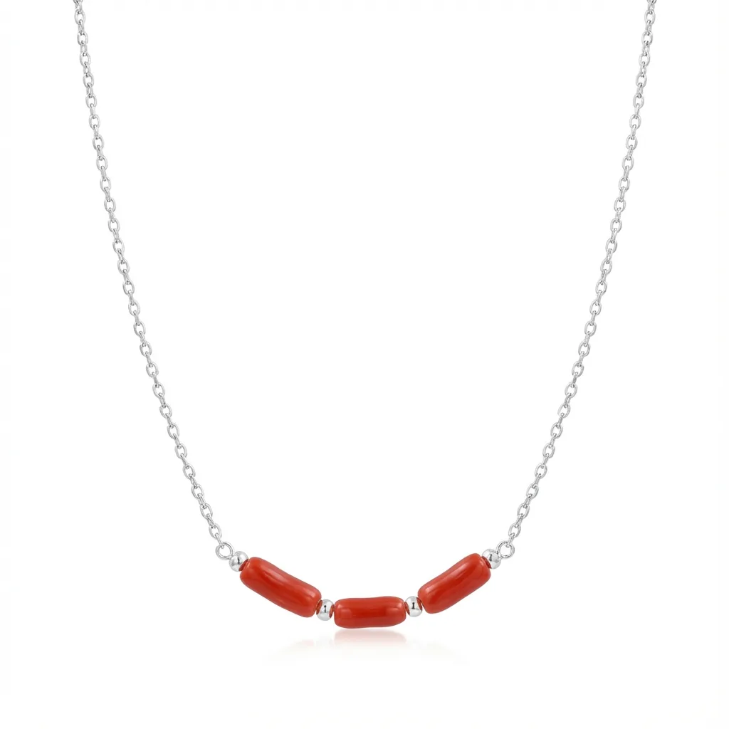 Collier Tamrit — corail naturel argent 925